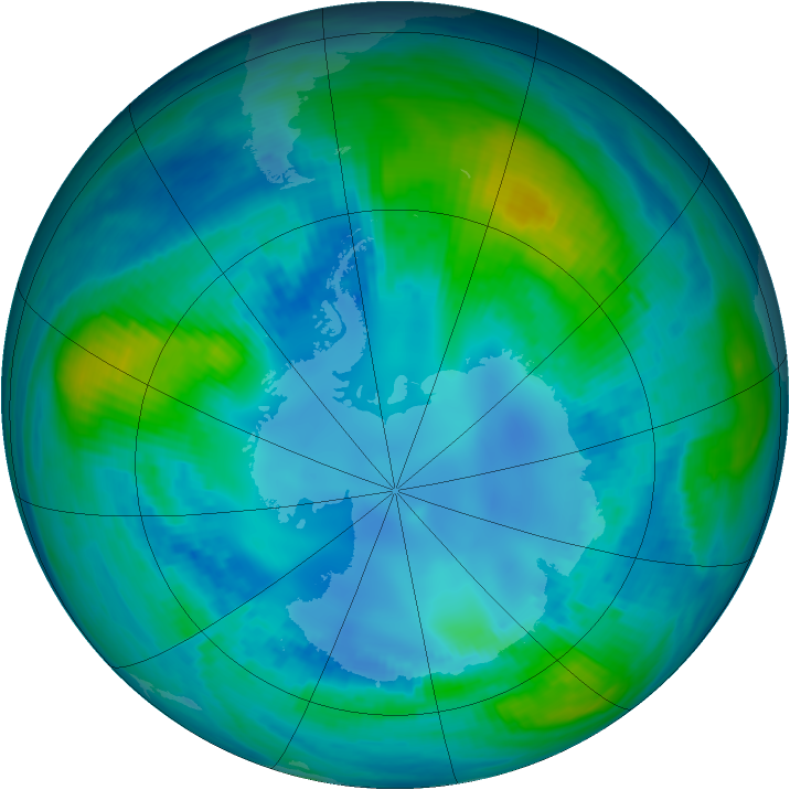 Antarctic ozone map for 27 April 1988